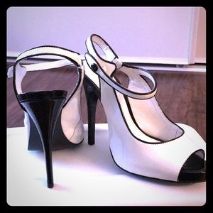 White & Black Bebe heels